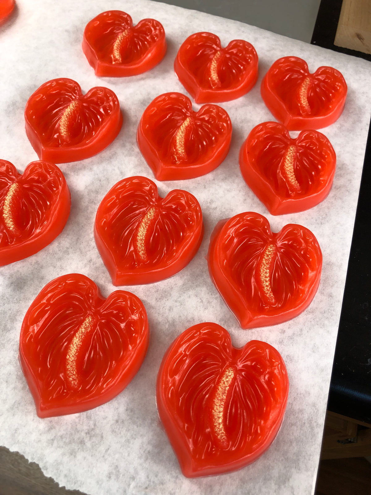 Handcrafted anthurium flower-shaped soap