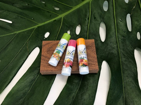 Luscious Lip Balm tubes in five island flavors