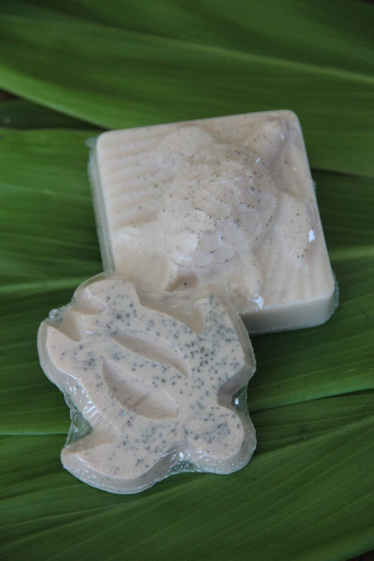 Honu turtle-shaped Kona Coffee Mocha soap with coffee grounds